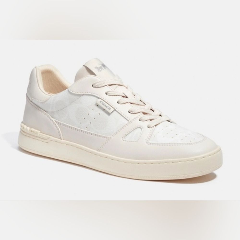 New Coach Low Top Sneakers Men's 11.5D White Signature Logo Lace Up Shoes C8965